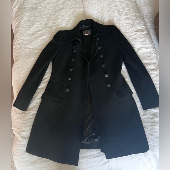 Jcrew Black Townhouse Double Cloth Wool Double Breasted Coat 8 Metal Buttons - Picture 2 of 11